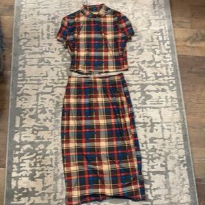 PLAID SHIRT AND SKIRT SET